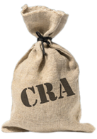 Bag of money (small) with CRA stamped on it