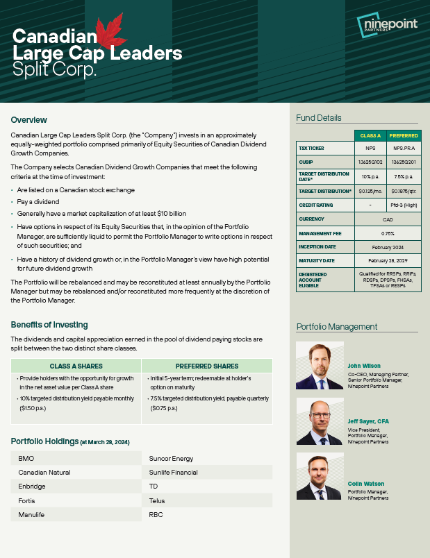 Canadian Large Cap Leaders Split Corp. Overview