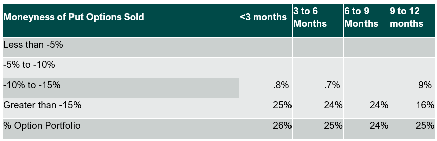 Moneyness of Put Options Sold